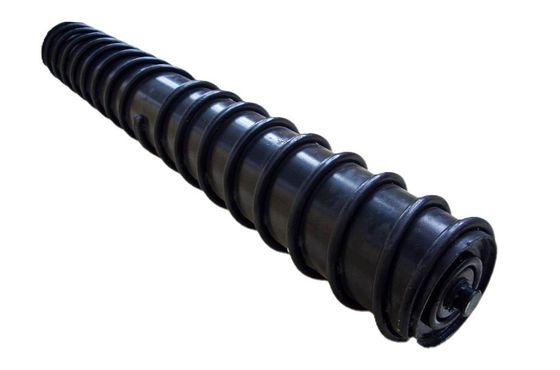 Componentes de transportador de correia de rolamento de retorno em espiral autolimpante para manuseio a granel